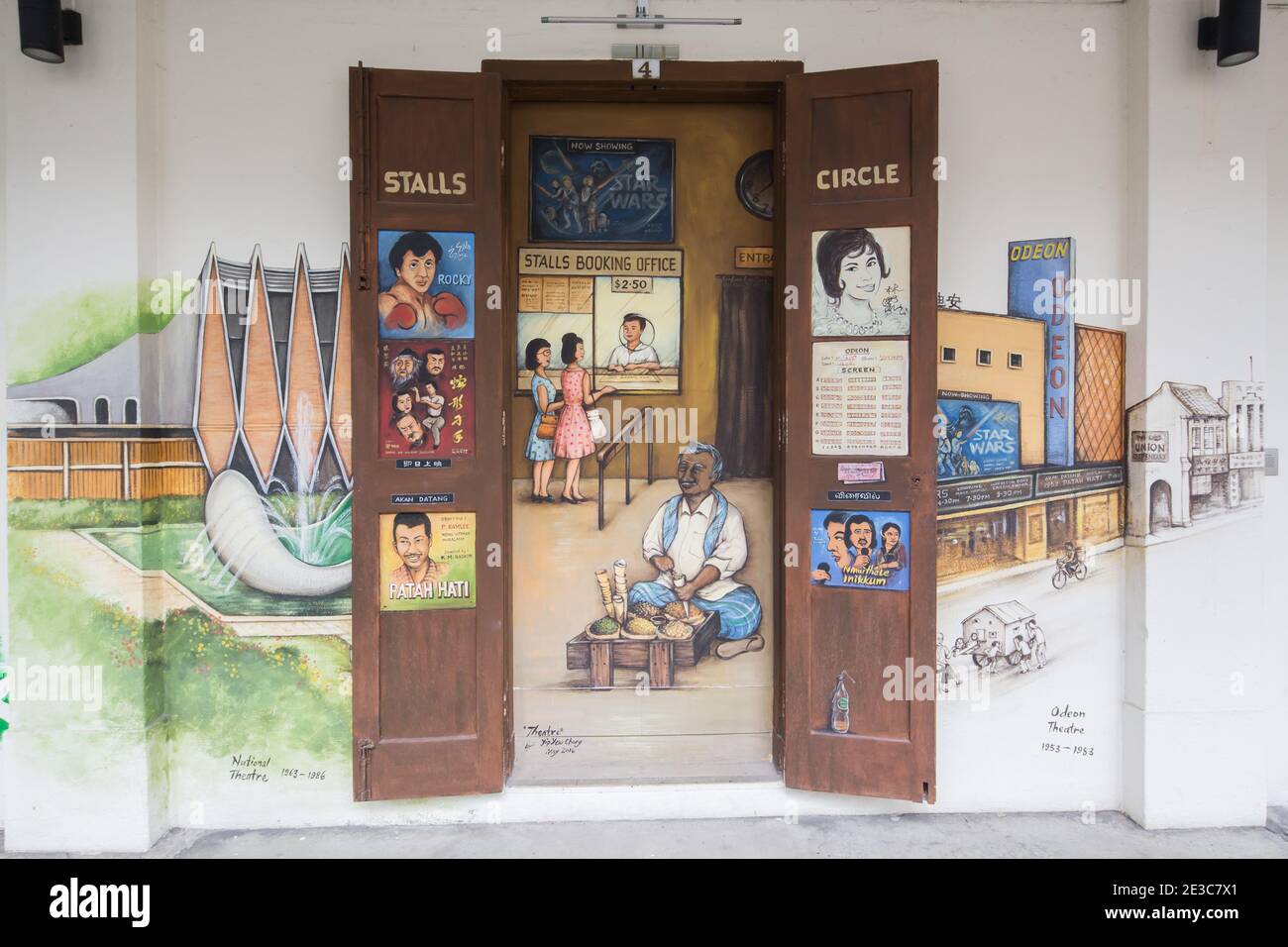 Colourful wall art murals by Singapore street artist Yip Yew Chong