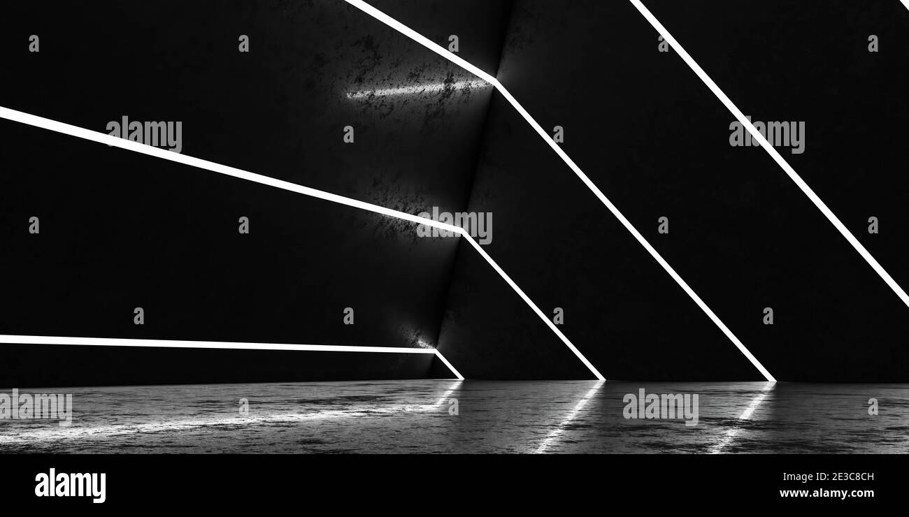 abstract dark black minimalistic room 3d render illustration futuristic ...