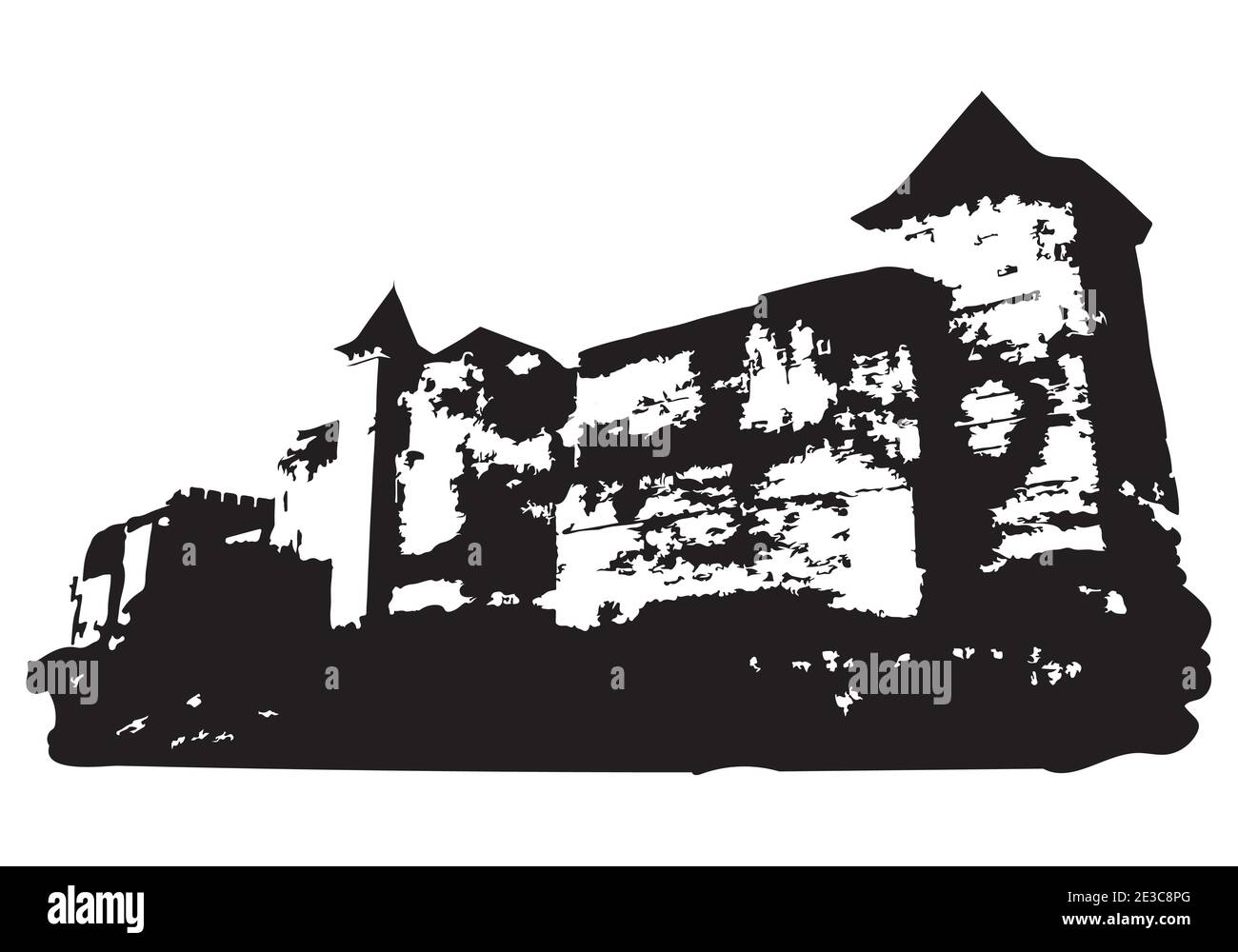 Silhouette of an ancient citadel with stone walls Vector illustration for design Stock Vector