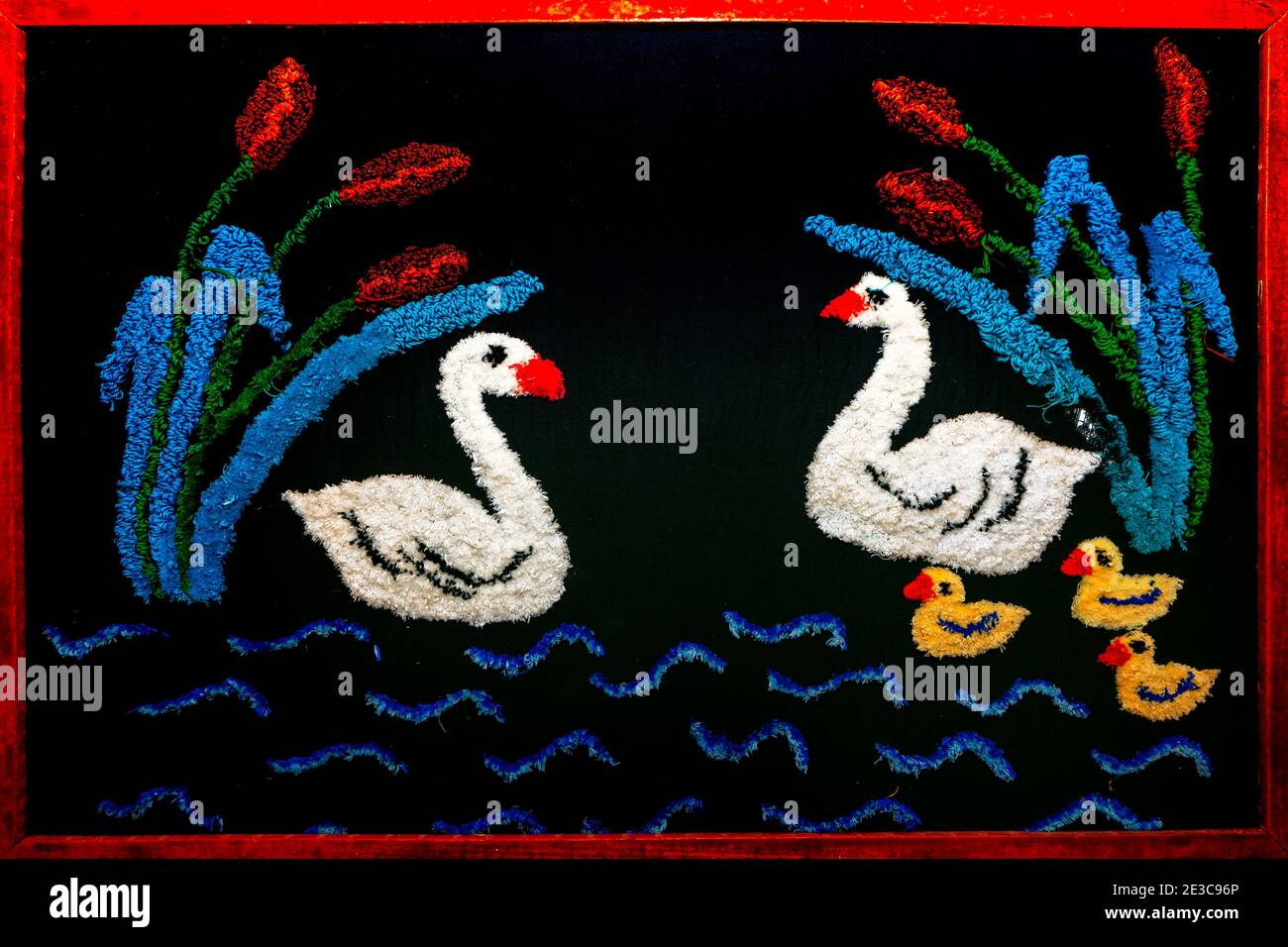 Swans Embroidery Design , handmade artwork Stock Photo - Alamy
