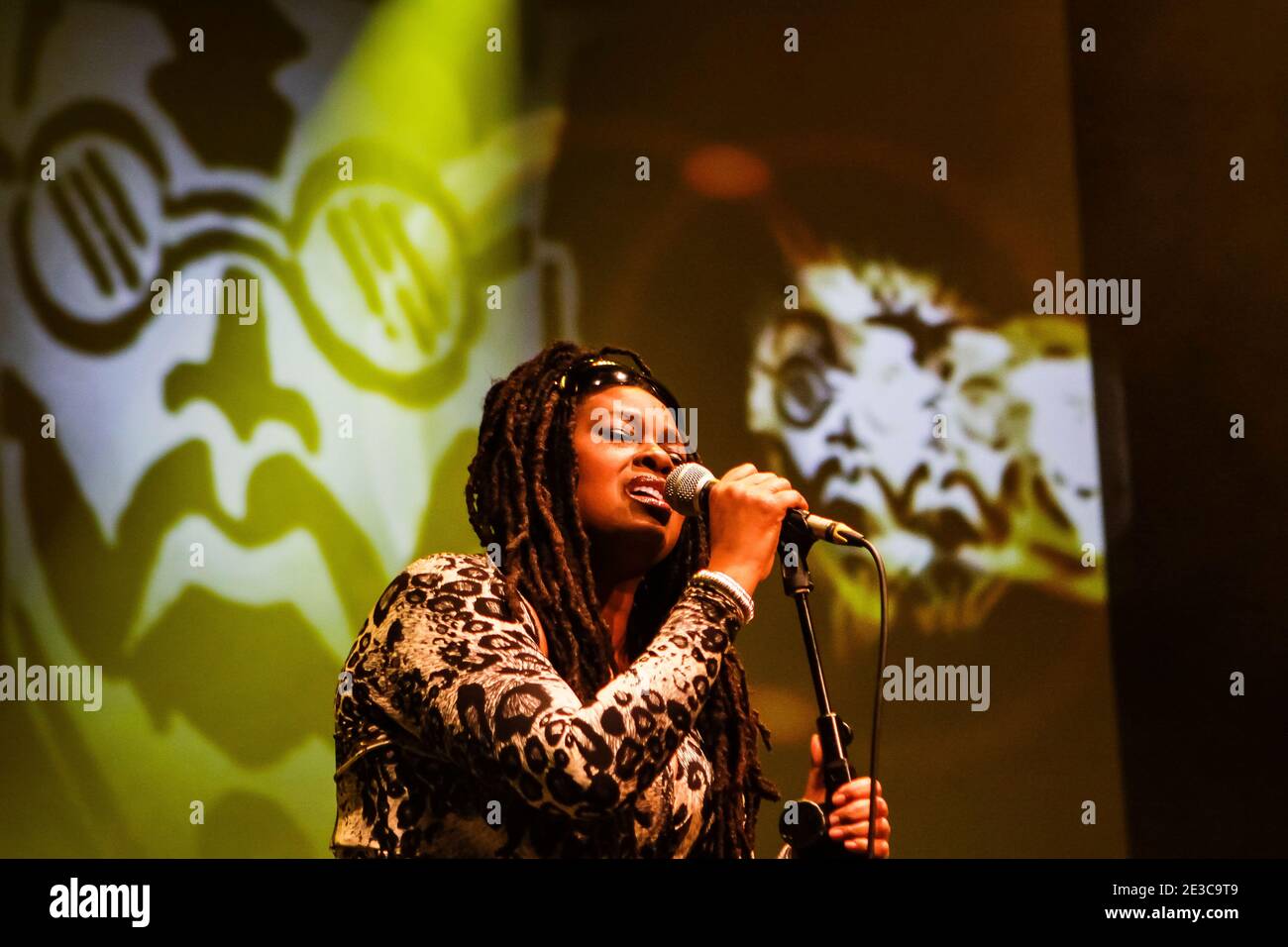 Caron Wheeler of Soul II Soul performing live on stage at the Roundhouse in Camden Town, London Stock Photo