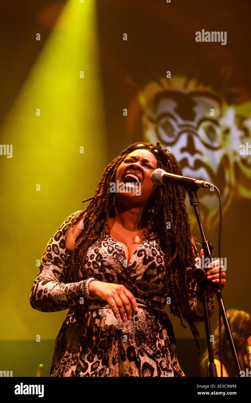 Caron Wheeler of Soul II Soul performing live on stage at the Roundhouse in Camden Town, London Stock Photo