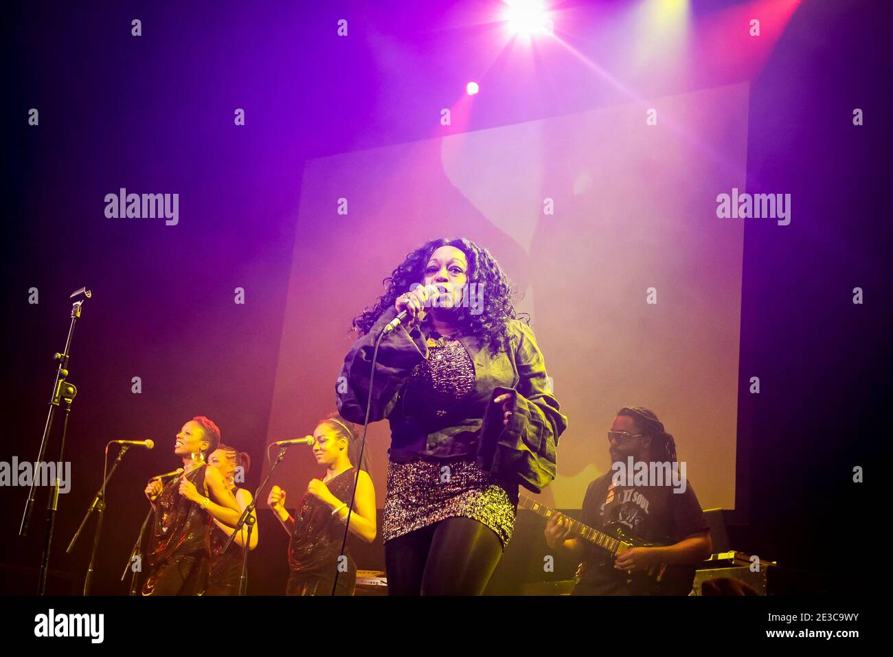 Kym Mazelle  of Soul II Soul performing live on stage at the Roundhouse in Camden Town, London Stock Photo