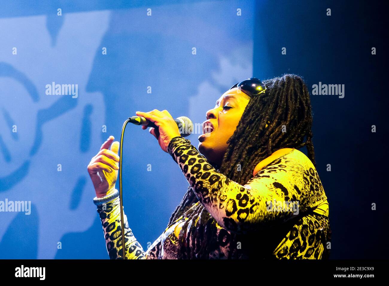 Caron Wheeler of Soul II Soul performing live on stage at the Roundhouse in Camden Town, London Stock Photo