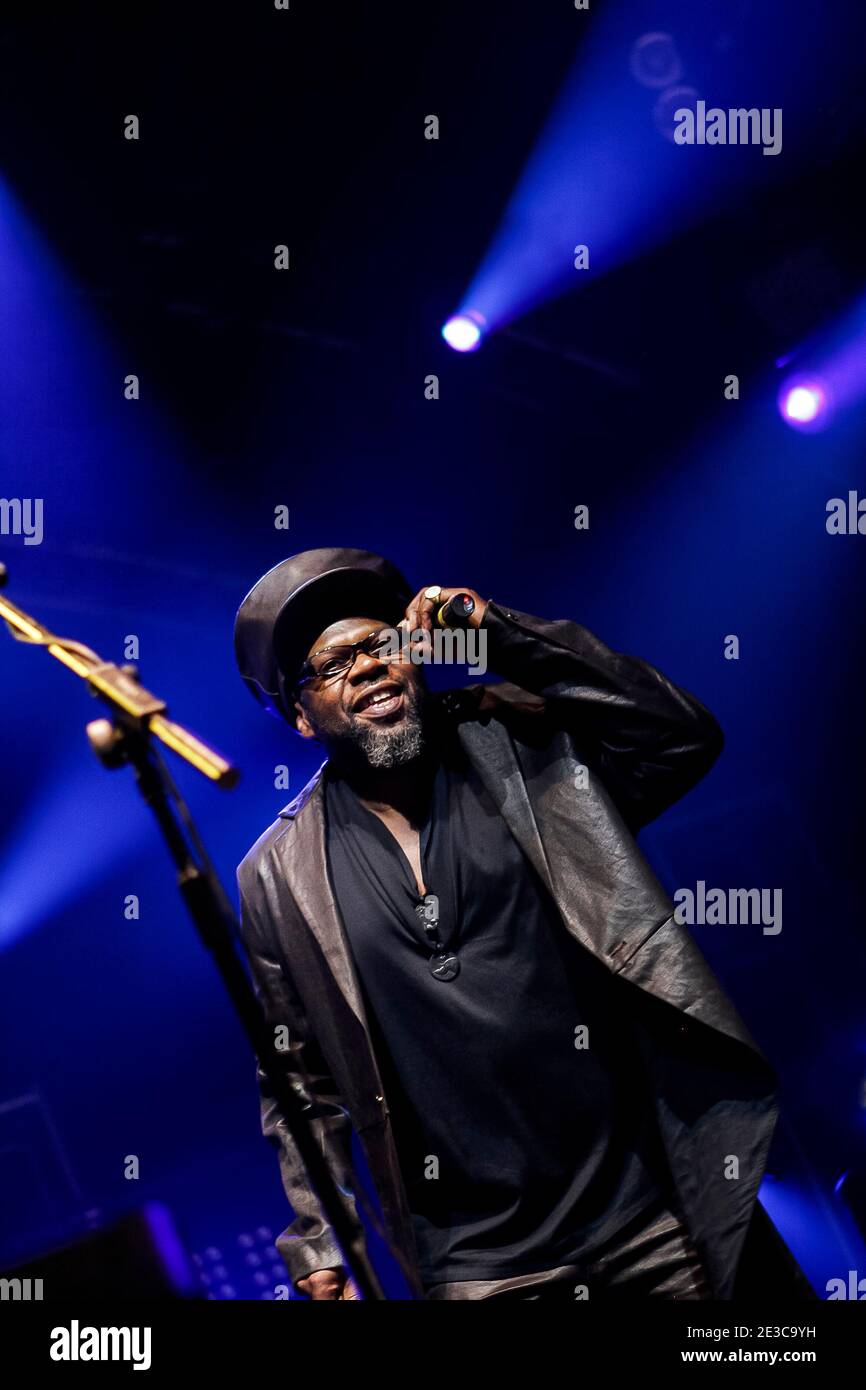 Jazzie B OBE of Soul II Soul performing live on stage at Somerset House, London Stock Photo