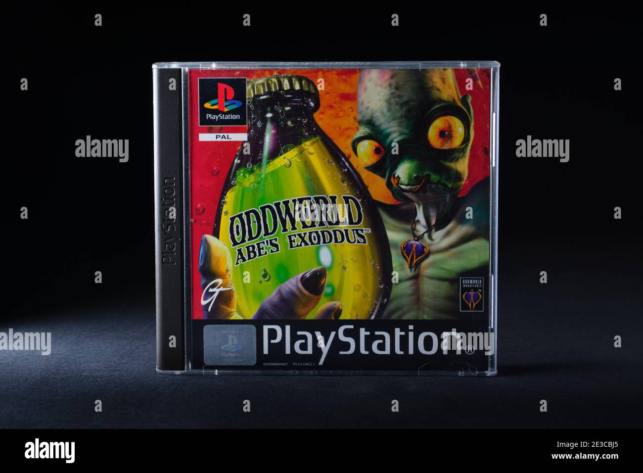 Original Oddworld Abe's Exodus Playstation One game developed by Oddworld Inhabitants Incorporated and published by GT Interactive in 1998 Stock Photo