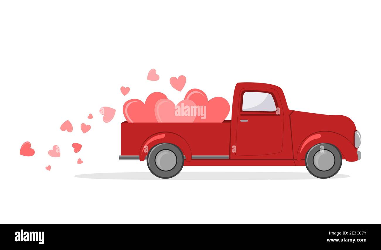 Happy Valentine's Day Truck Heart Svg Graphic Designs Files