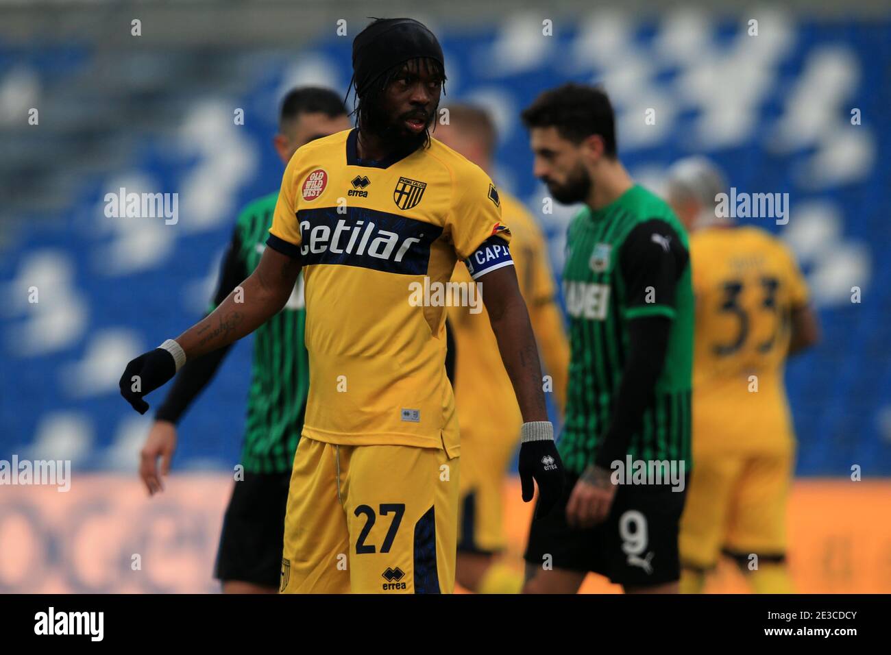 Gervinho (Parma) during the Serie A Tim match between US Sassuolo and Parma Calcio 1913 FC at Mapei Stadium Città del Tricolore on January, 17 2021 in Reggio Emilia, Italy. (Photo by Giuseppe Fama/Pacific Press/Sipa USA) Stock Photo