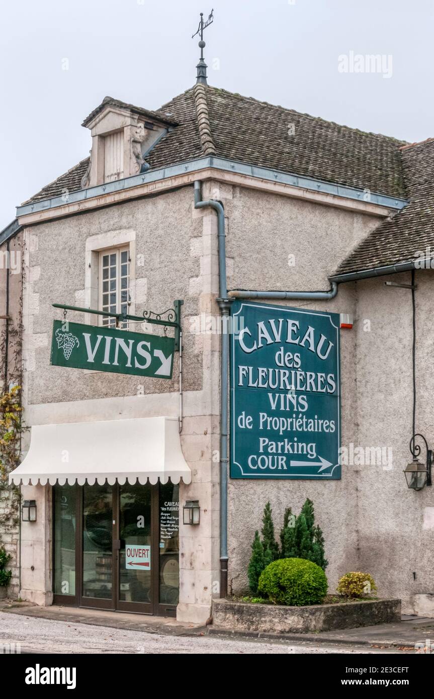Caveau des Fleurieres Vins in Nuits St Georges, France. Stock Photo