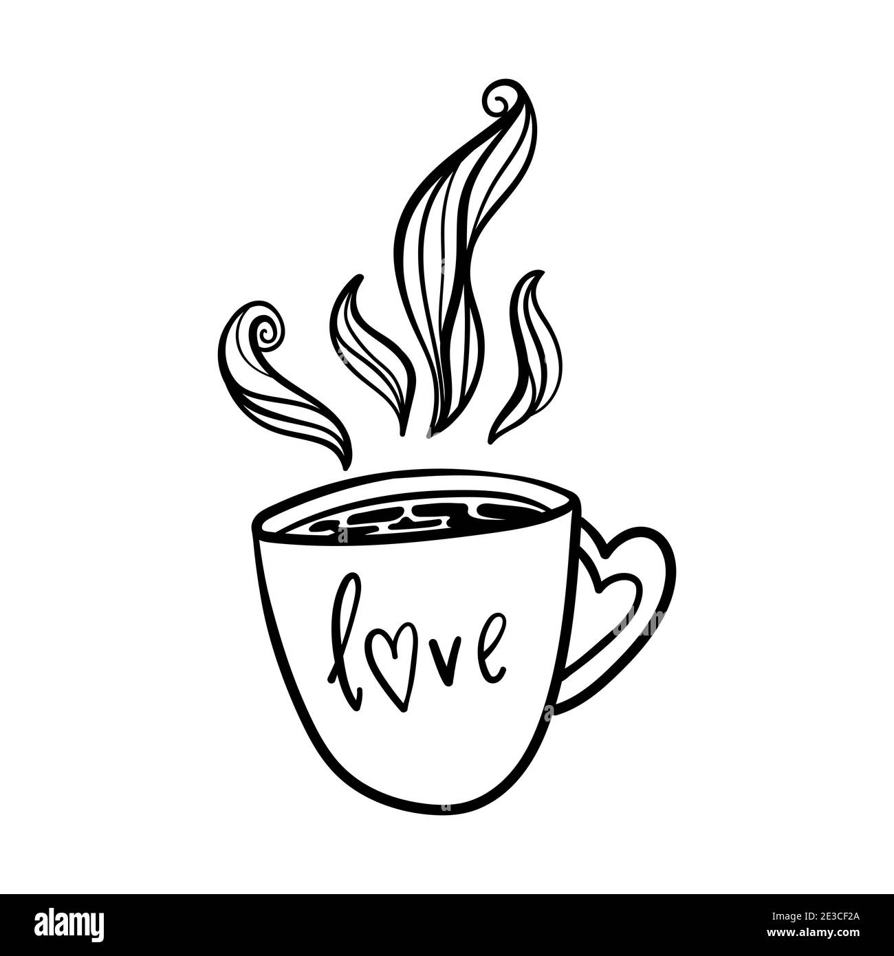 Valentines Day theme doodle Vector icon of hand drawn cup of tea