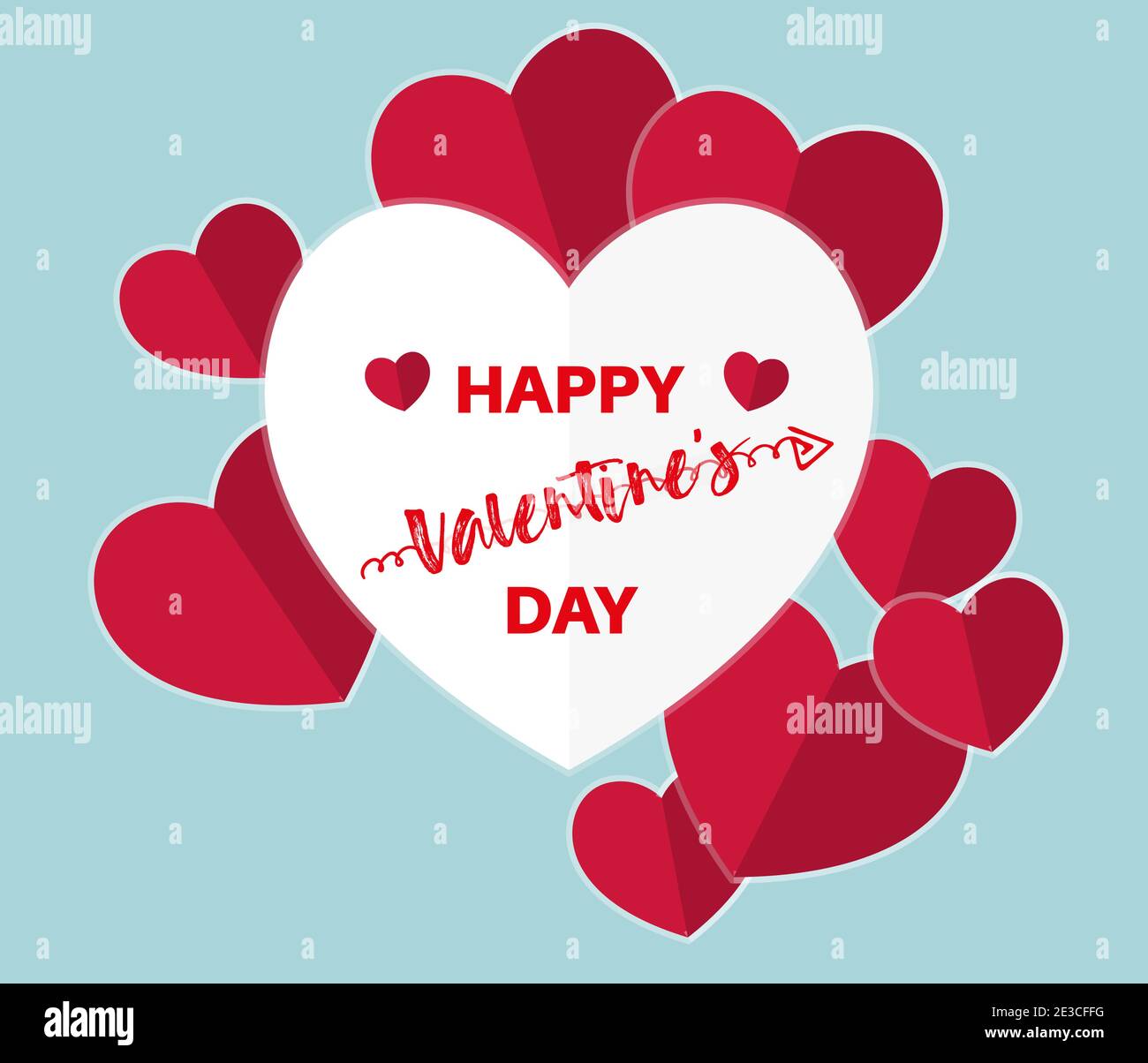 Happy Valentines Day card with hearts and a message on a light blue ...