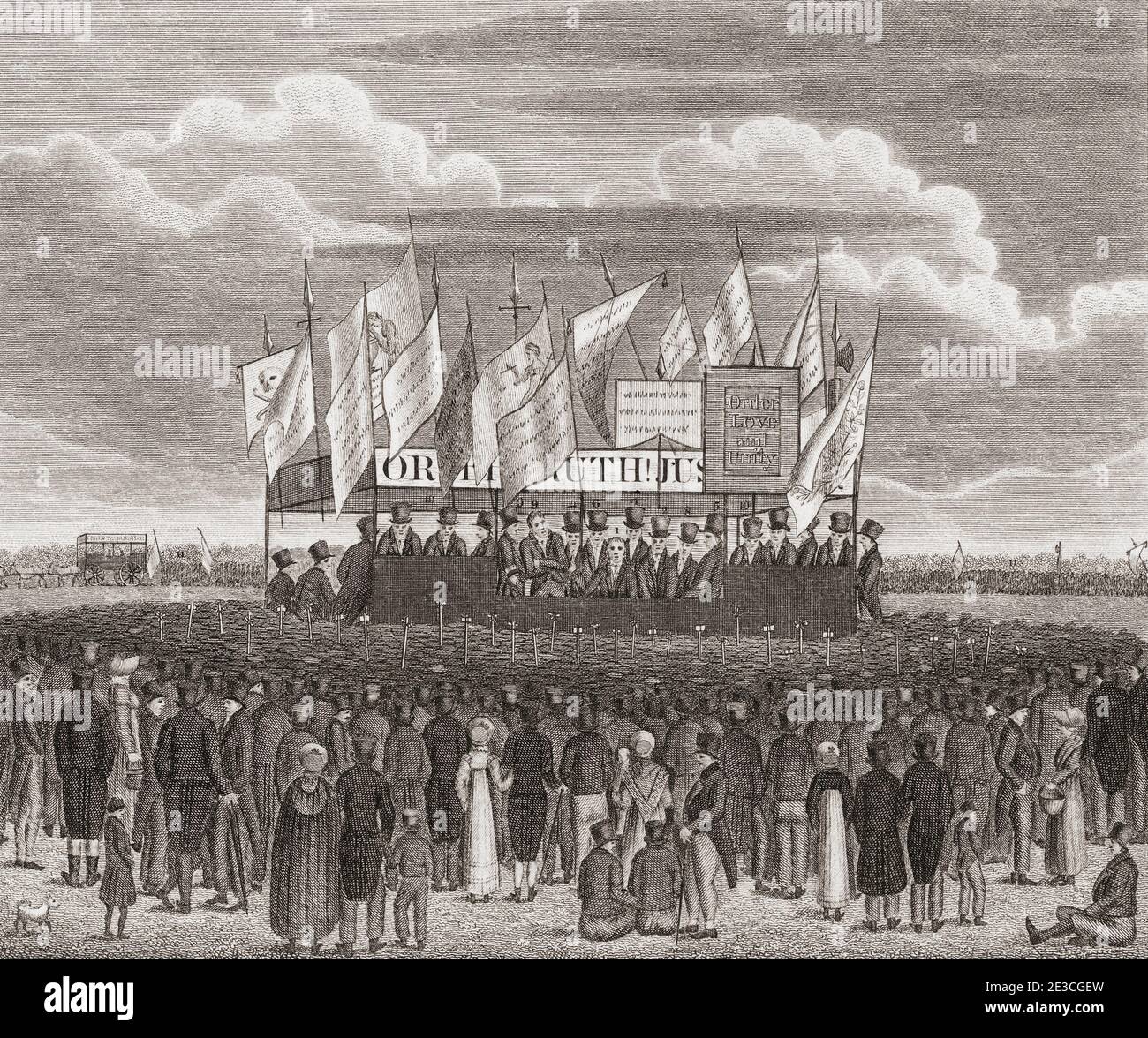Demonstration by citizenry on Newcastle’s town moor, October 11, 1819 ...