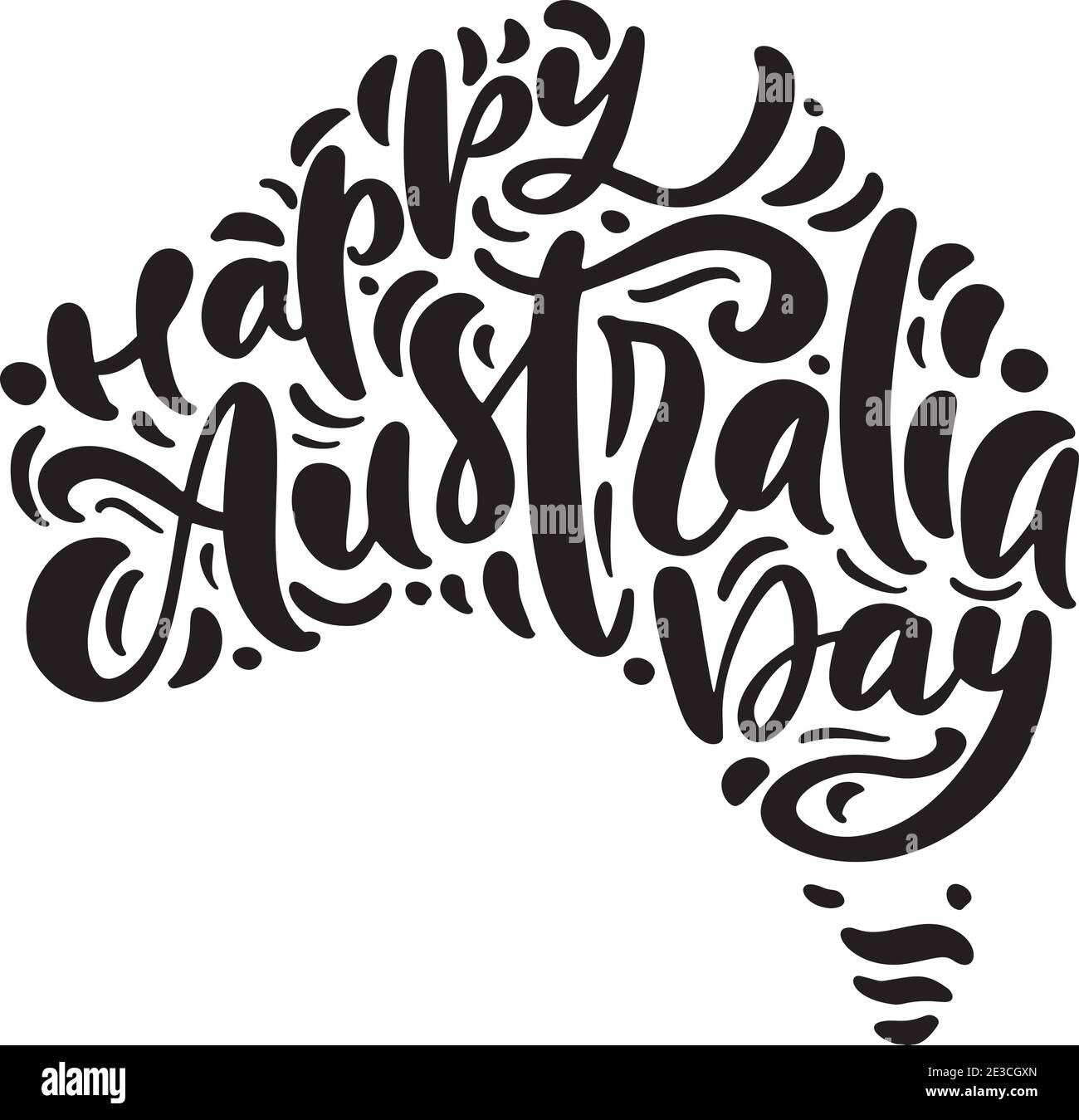Handwritting calligraphic text Happy Australia day lettering