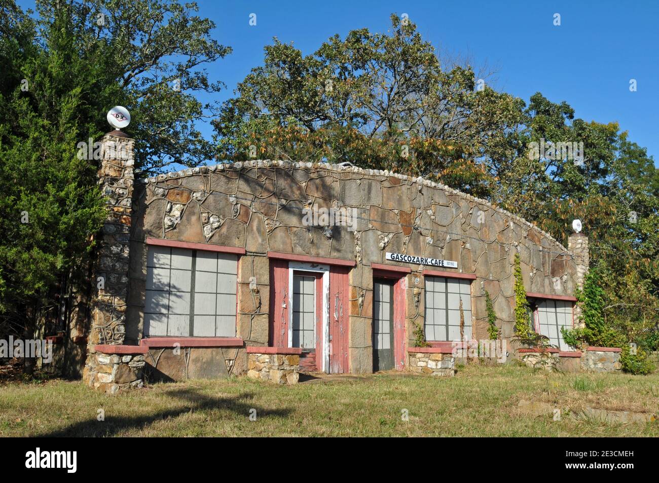 Now abandoned, the former Gascozark cafe and service station was built in the 1930s and served Route 66 travelers. Stock Photo
