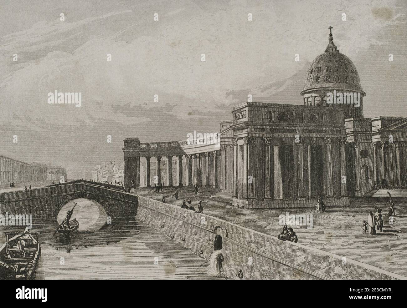 Russia, Saint Petersburg, Kazan Cathedral or Kazanskiy Kafedralniy Sobor.  It was constructed between 1801 and 1811 by the architect Andrei  Voronikhin. Engraving by Lemaitre, Dumouza and Gibert. History of Russia by  Jean