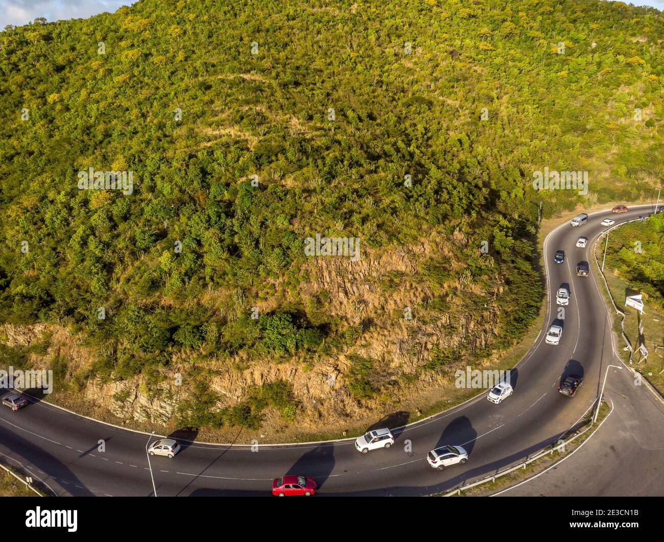 Aerial view of the caribbean island of St.maarten. Caribbean island citycsape. Stock Photo