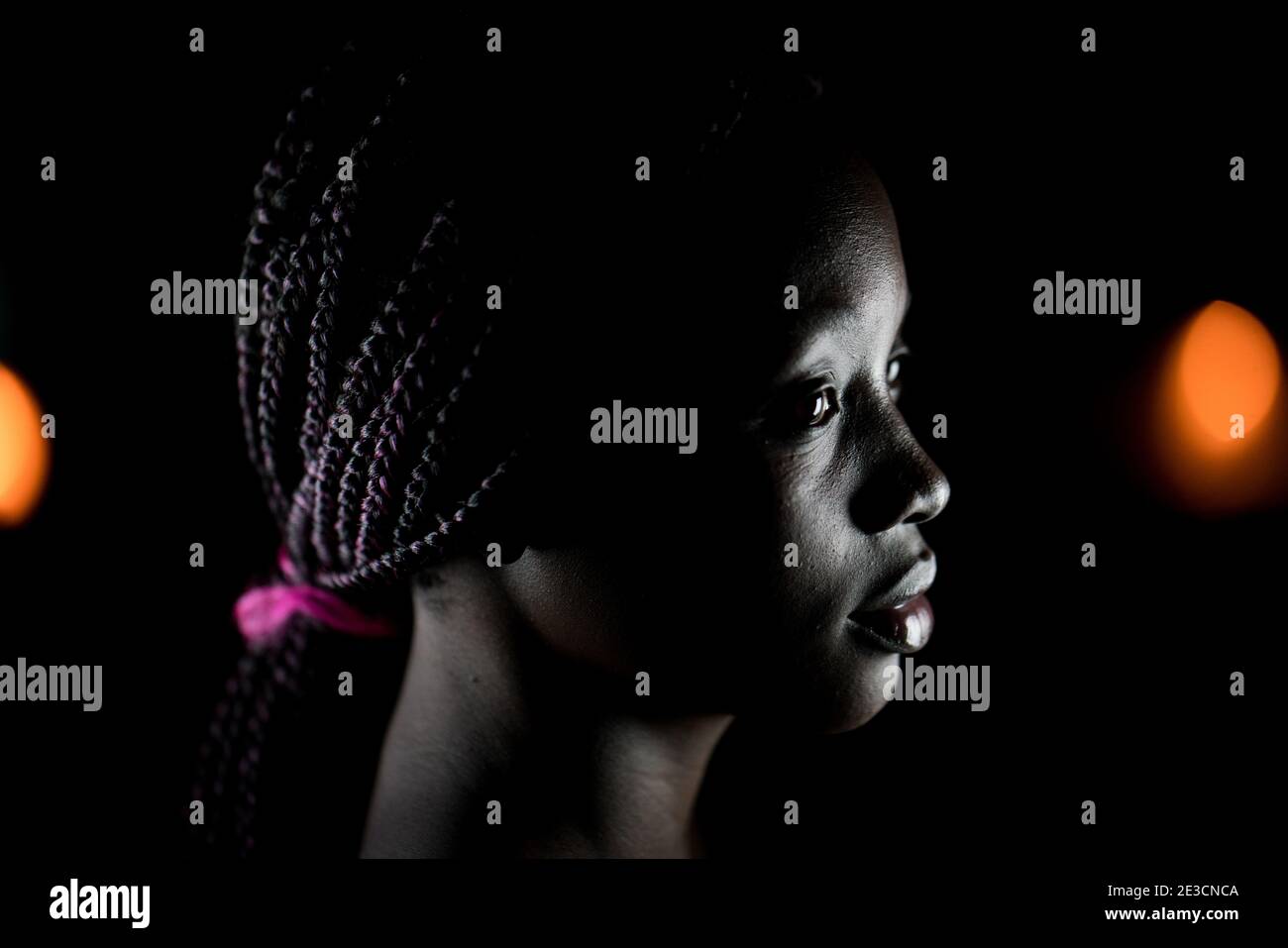 Young black African American woman portrait in indoors Stock Photo - Alamy