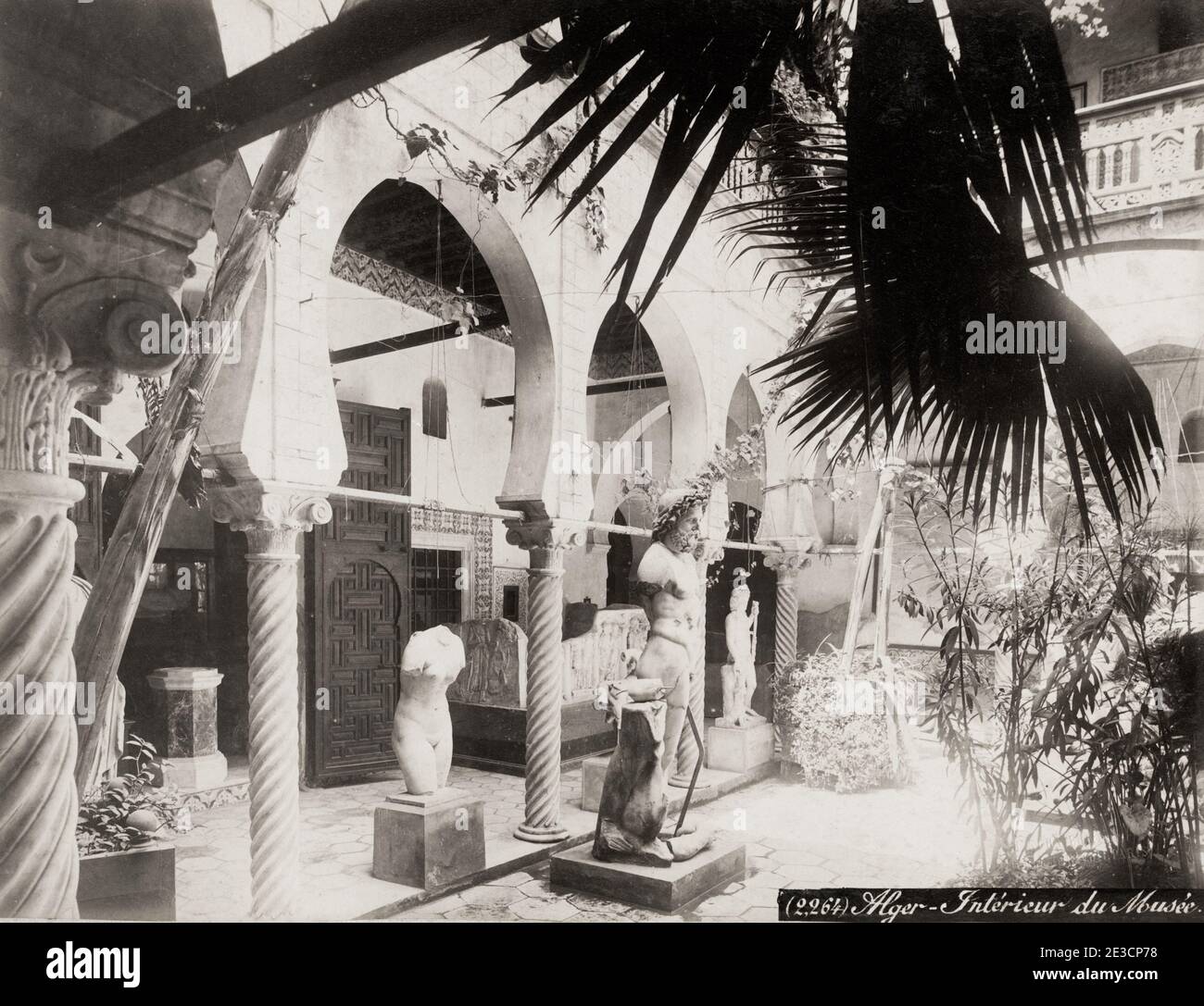 Vintage 19th century photograph: Museum interior, Algiers, Algeria. Stock Photo