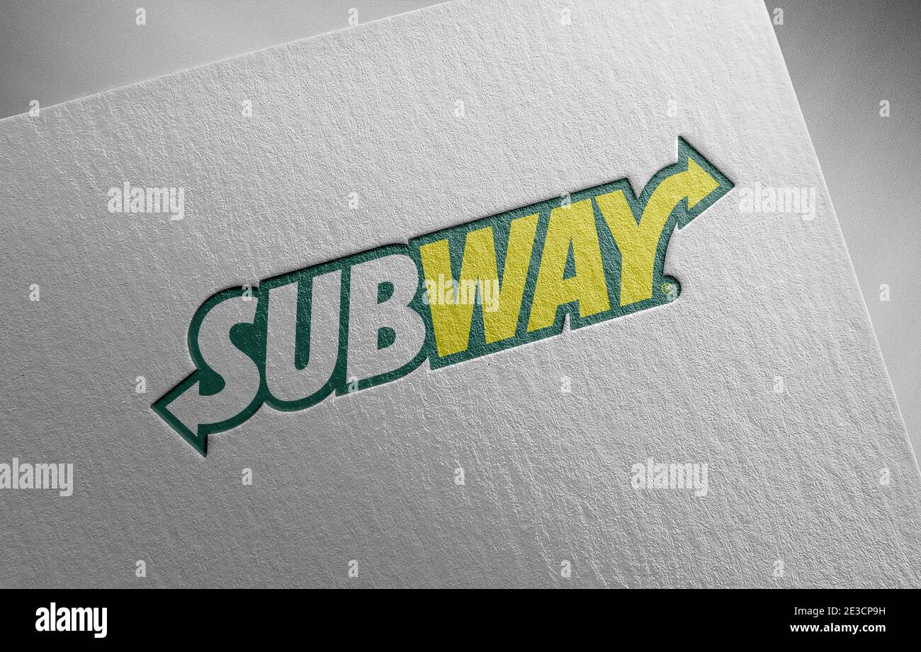subway logo paper texture illustration Stock Photo