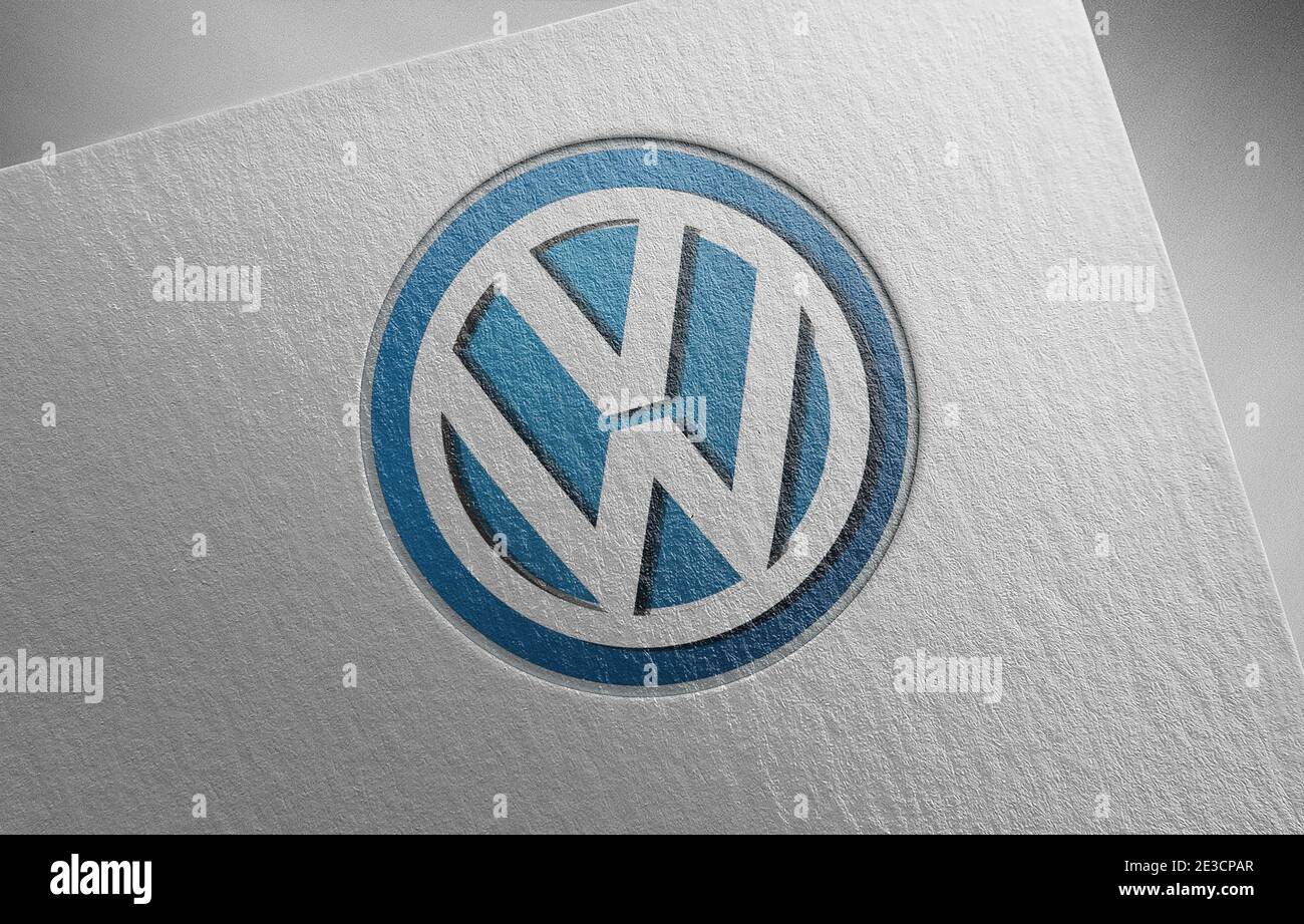 volkswagen logo paper texture illustration Stock Photo