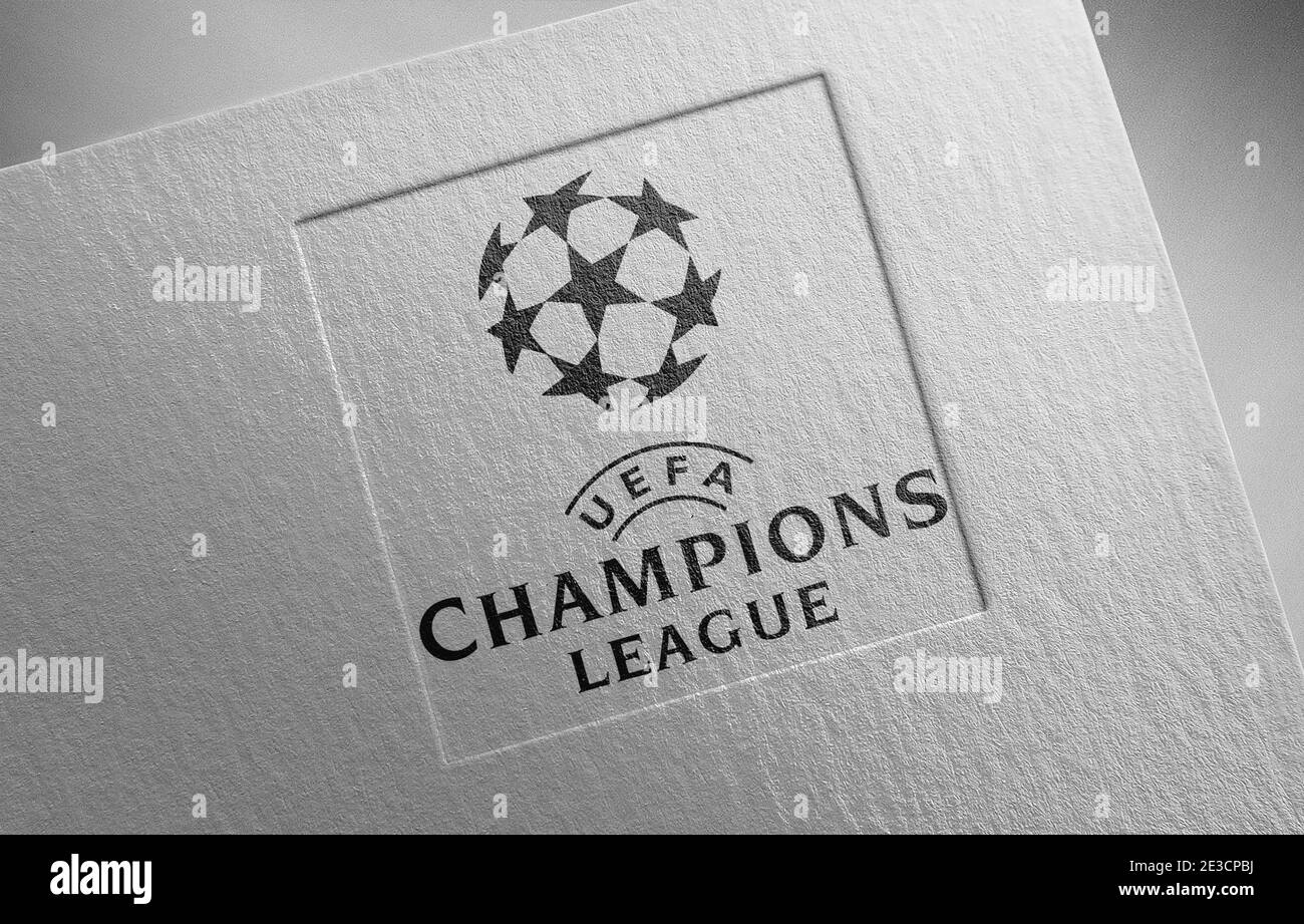 champions league logo paper texture illustration Stock Photo