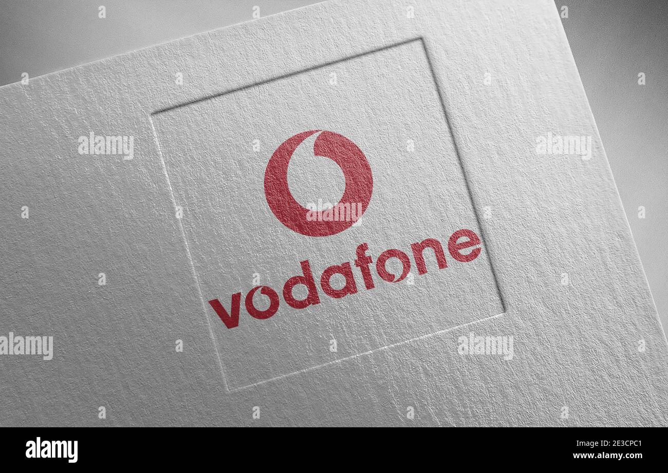 vodafone logo paper texture illustration Stock Photo
