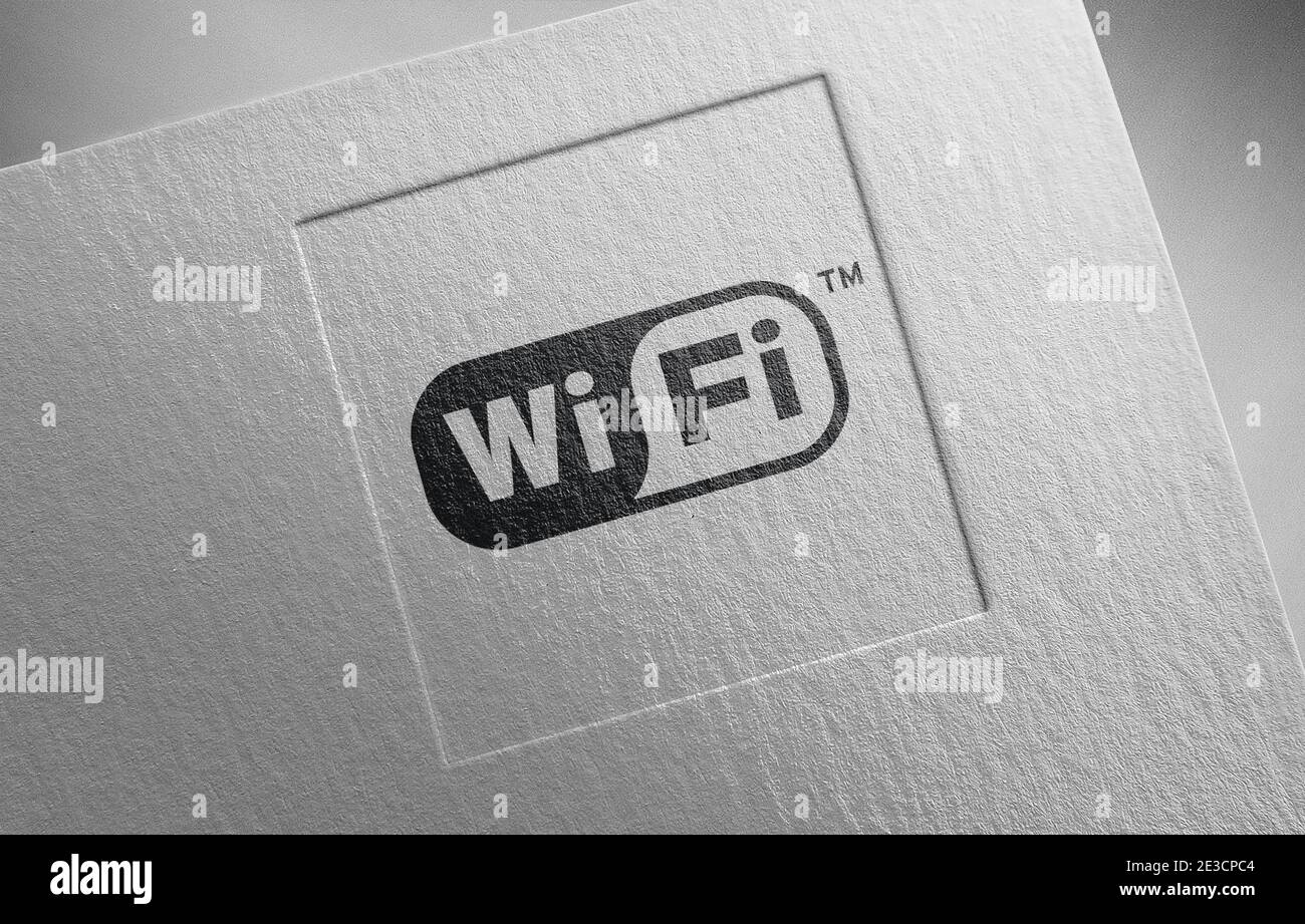 wifi logo paper texture illustration Stock Photo