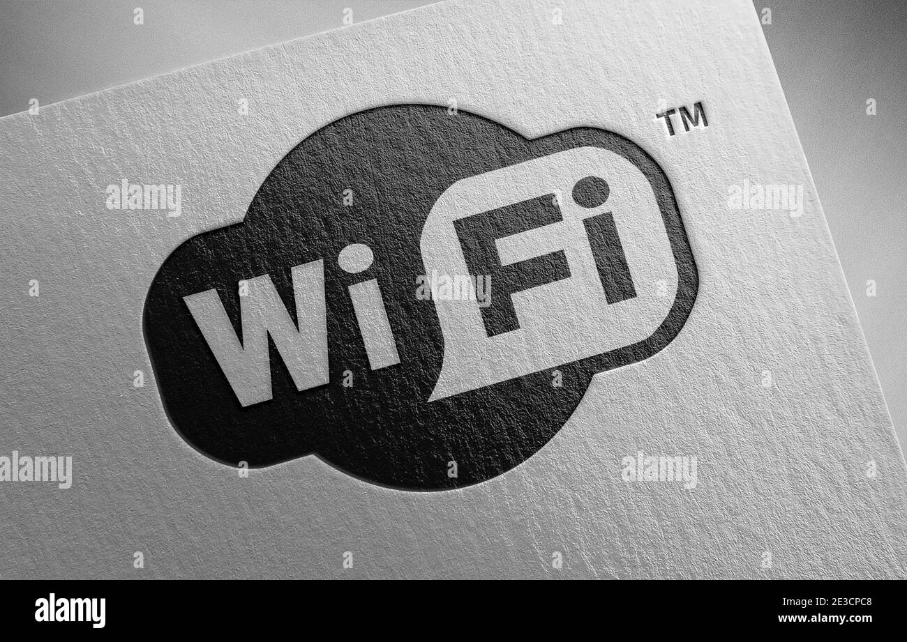 wifi logo paper texture illustration Stock Photo