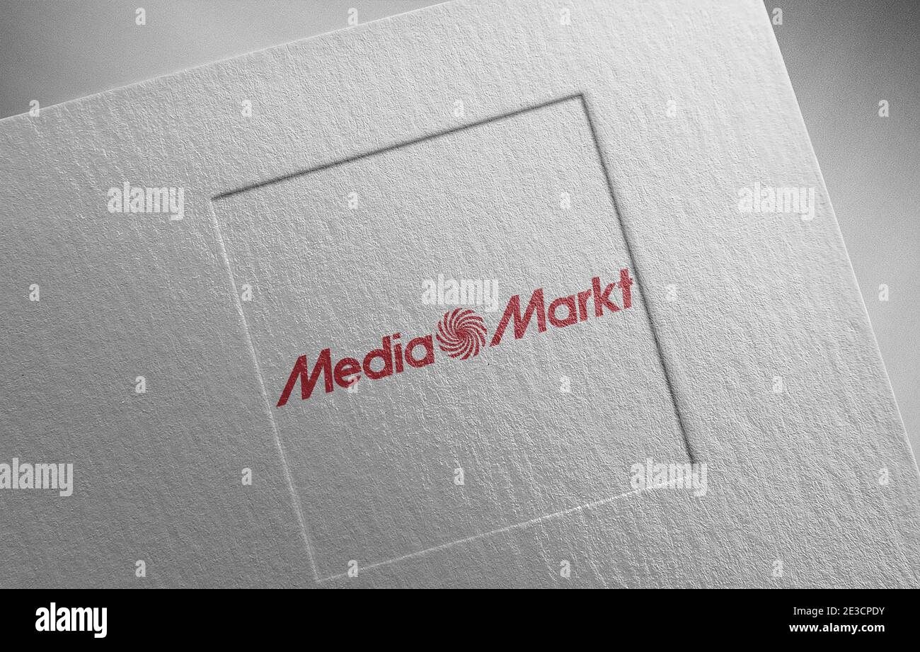 media markt logo paper texture illustration Stock Photo