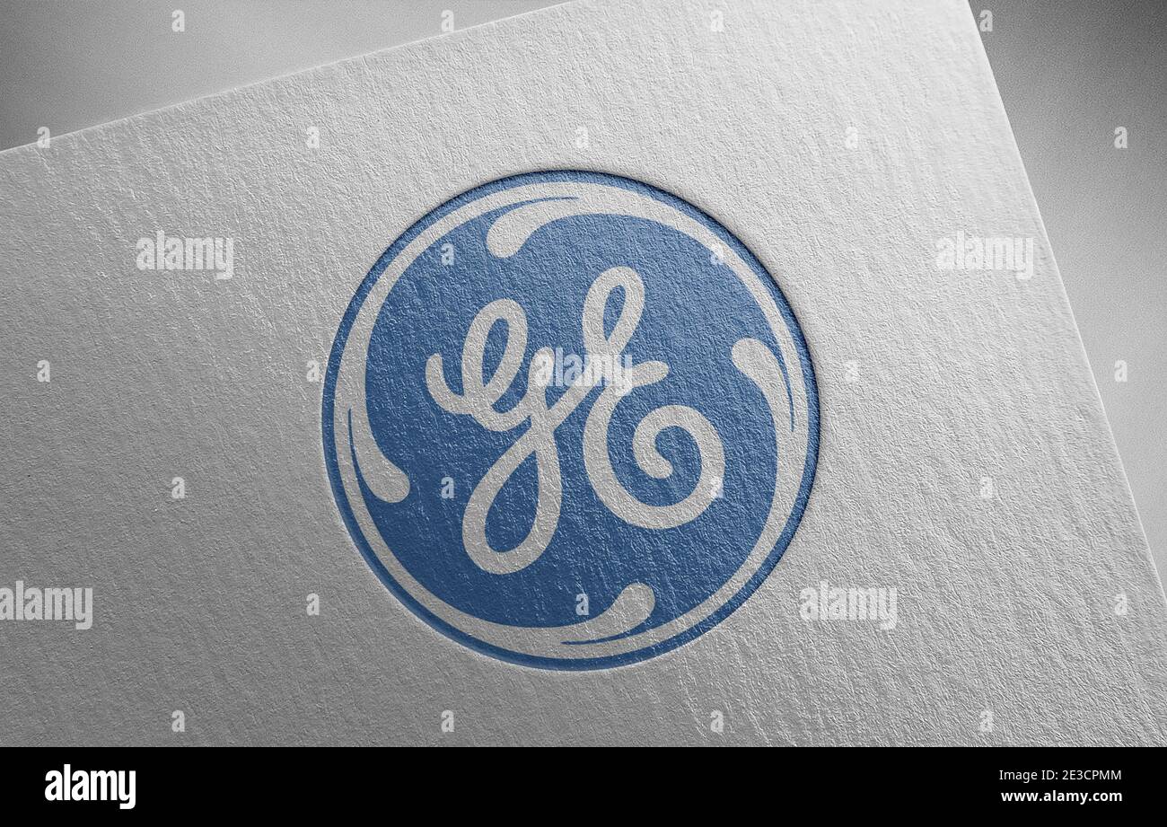 general electric logo paper texture illustration Stock Photo