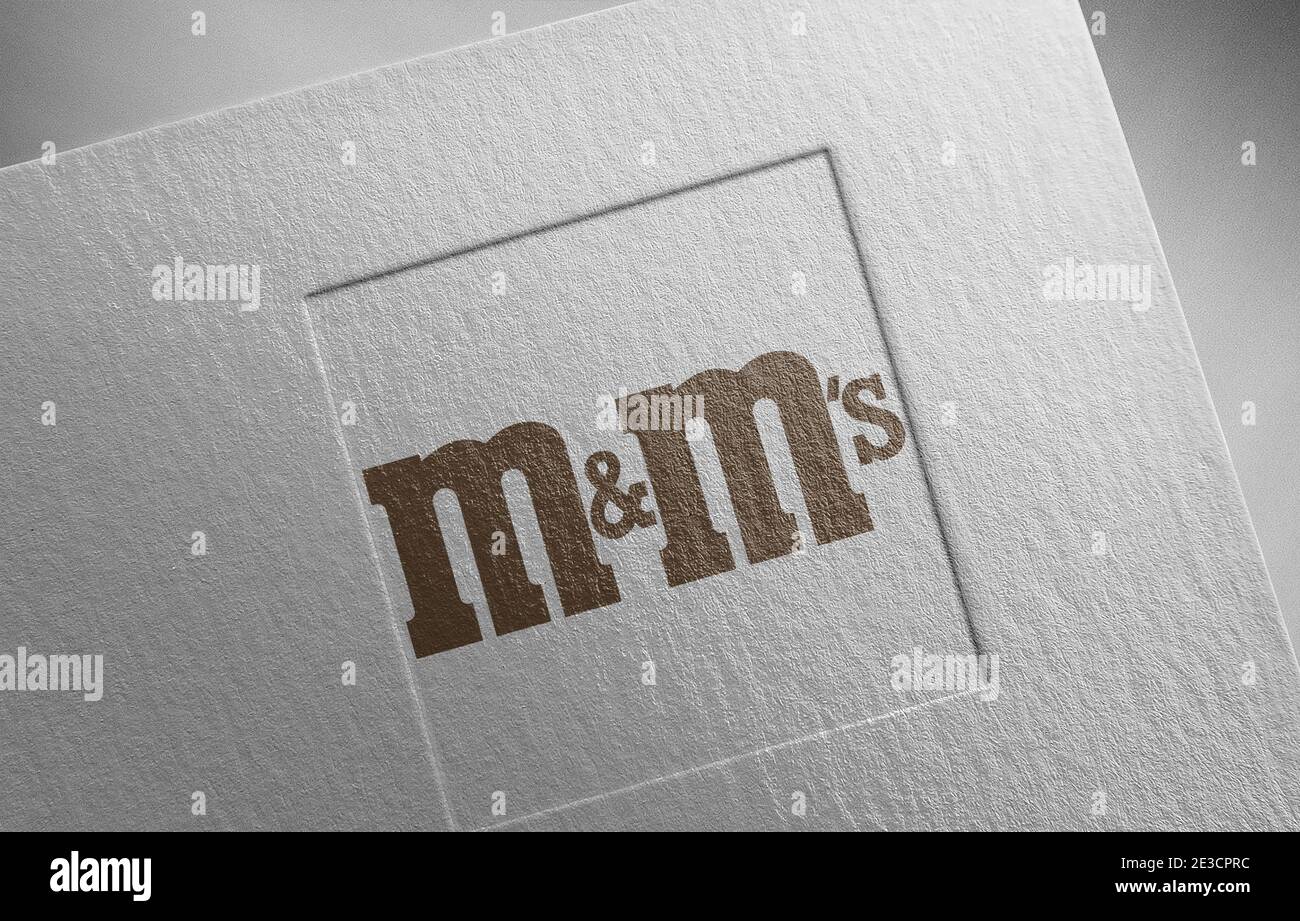 m&m logo paper texture illustration Stock Photo