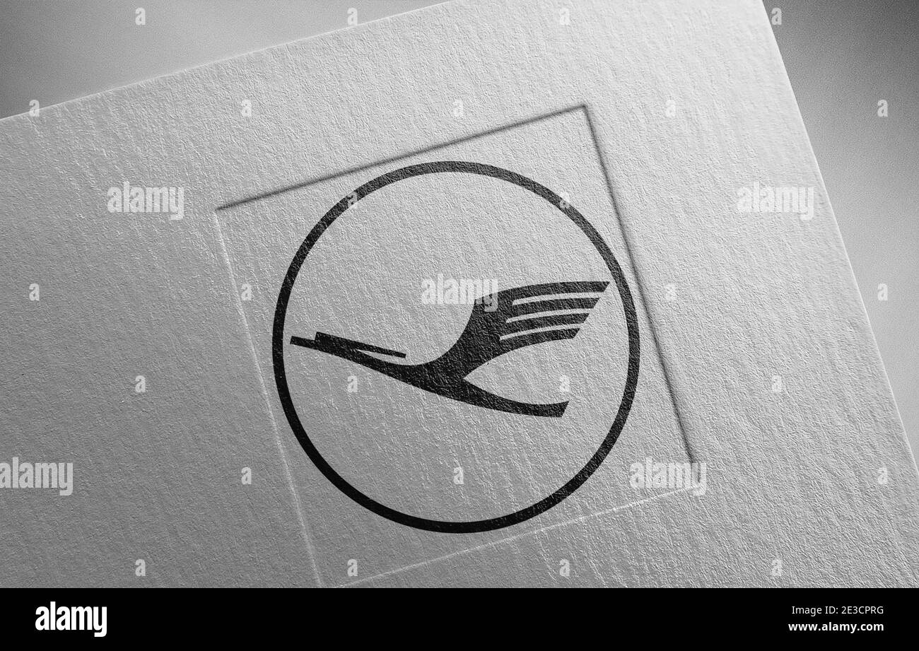 lufthansa logo paper texture illustration Stock Photo