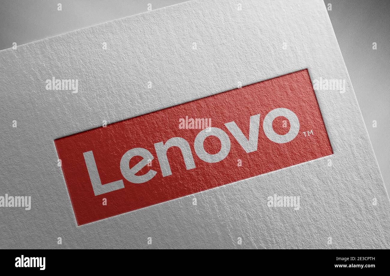 lenovo logo paper texture illustration Stock Photo