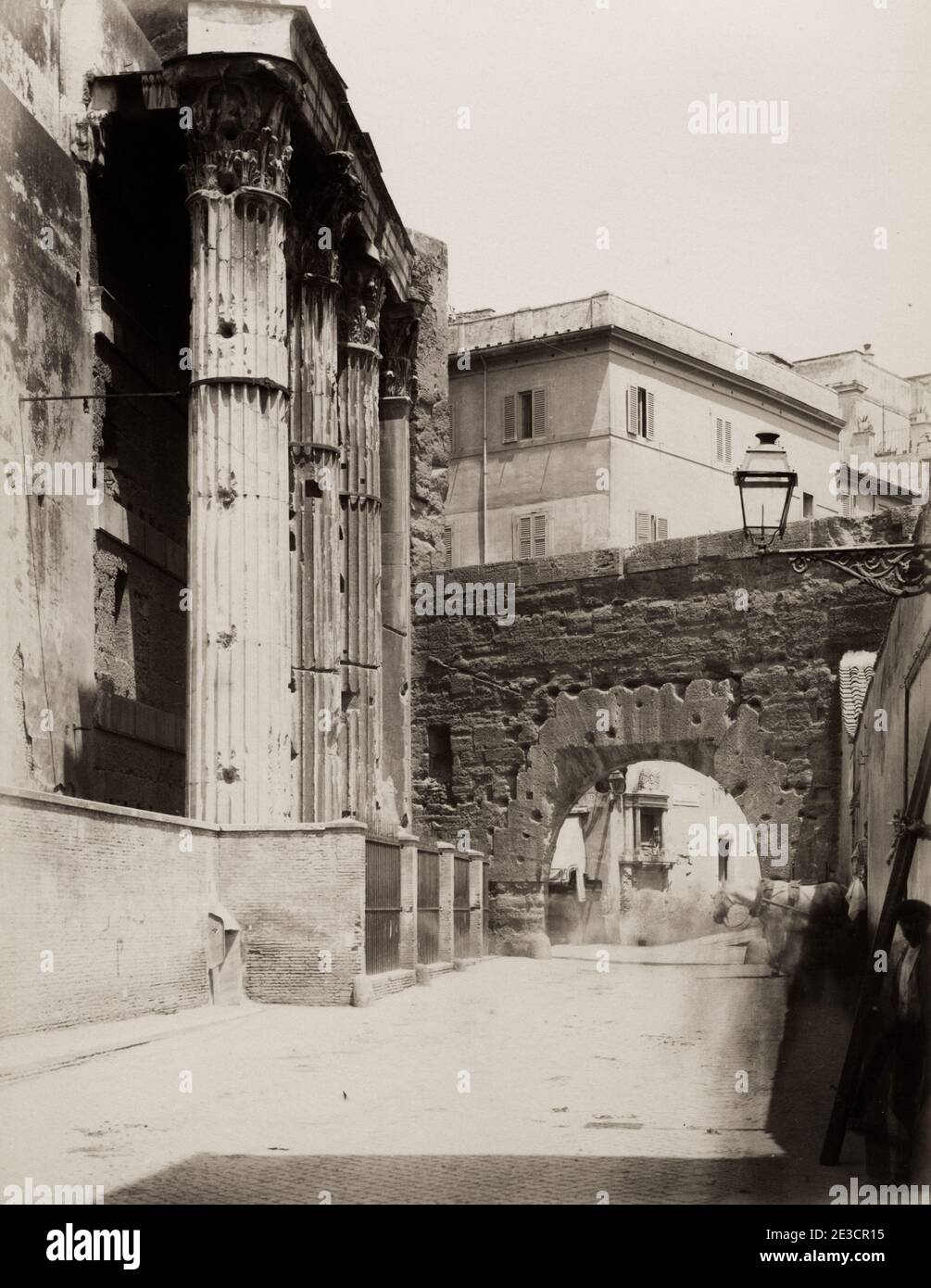 Vintage 19th century photograph: The Temple of Mars Ultor was an octastyle sanctuary created with the Corinthian order in Ancient Rome. The construction has been completed in 2 BC but the project of Augustus stems from the victory obtained by the battle of Philippi in 42 BC Stock Photo