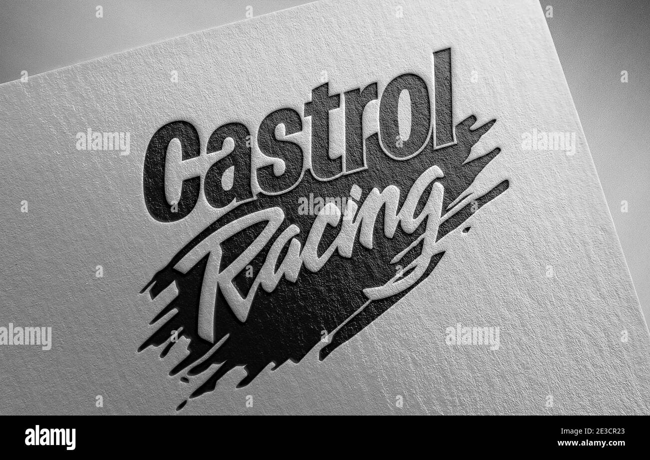 castrol racing logo paper texture illustration Stock Photo