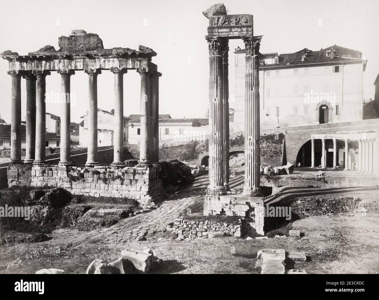 Vintage 19th century photograph: The Temple of Saturn was an ancient ...