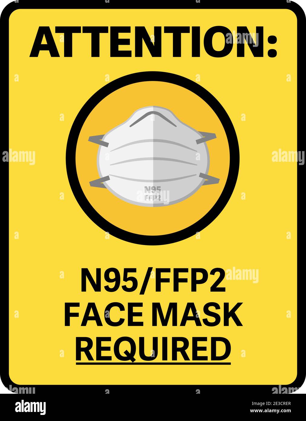 yellow N95 or FFP2 MASK REQUIRED information sign vector illustration Stock Vector