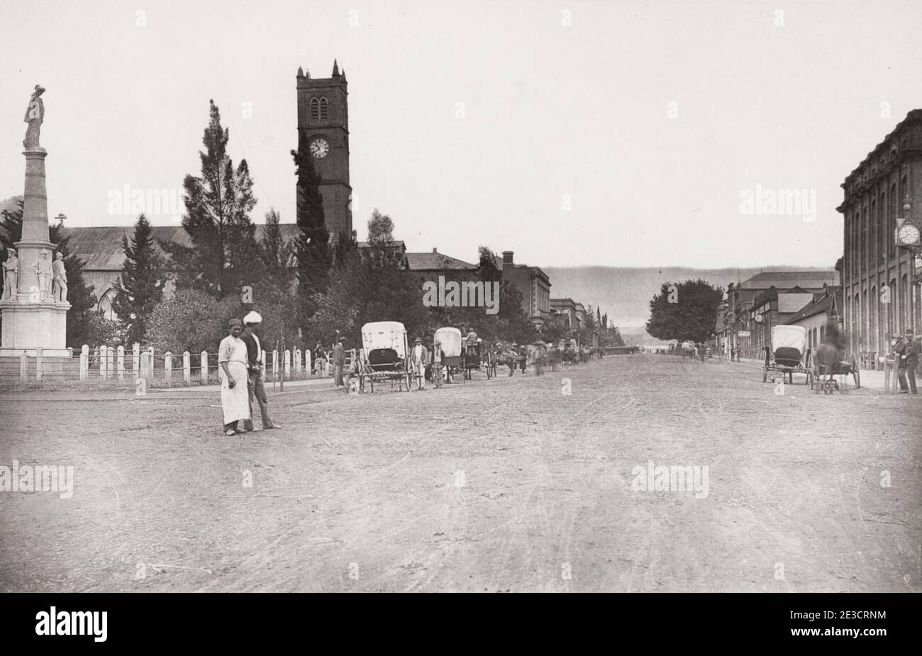 19th century vintage photograph: Church Street, Pietermaritzburg, Kwa-Zulu Natal, South Africa. Stock Photo