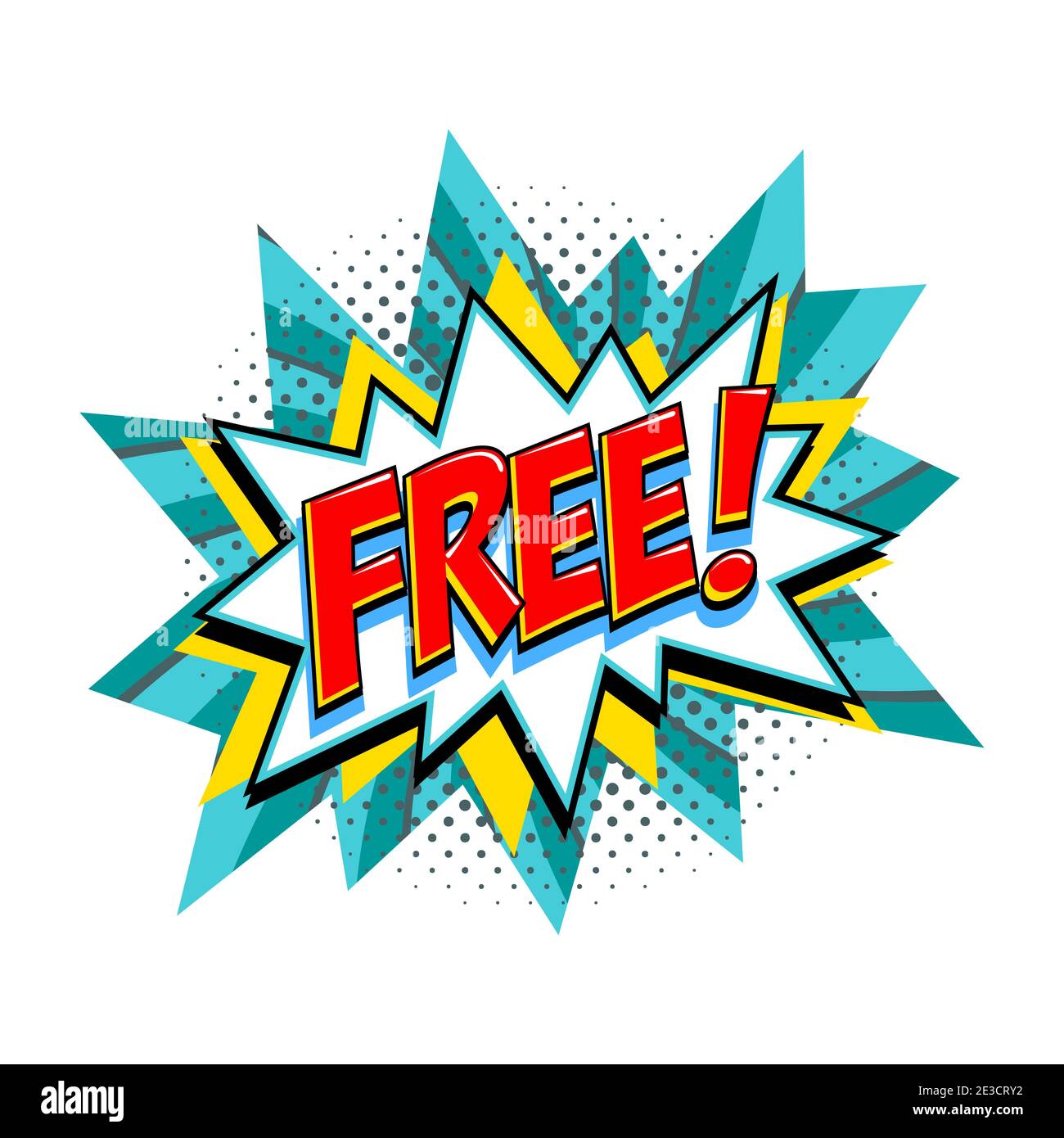 Free - vector comic style tag. Turquoise Free label on bang comic ...