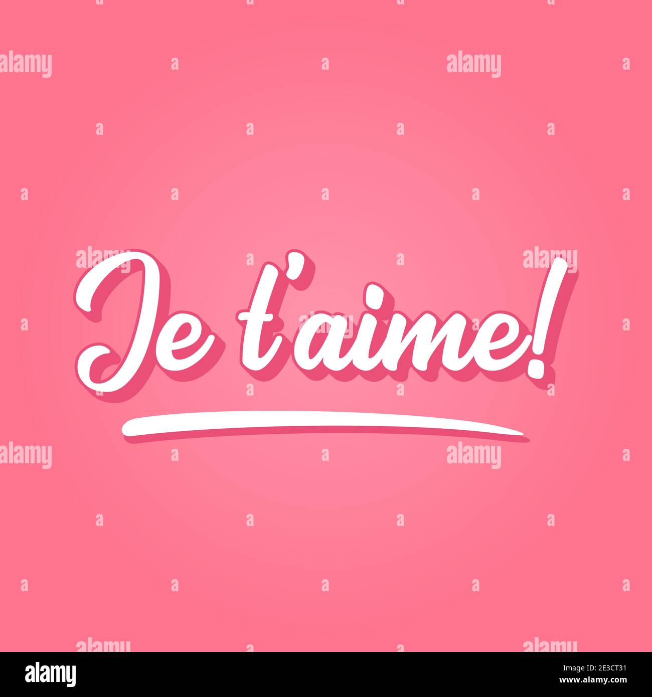 Hand sketched I love you French quote. Romantic calligraphy phrase