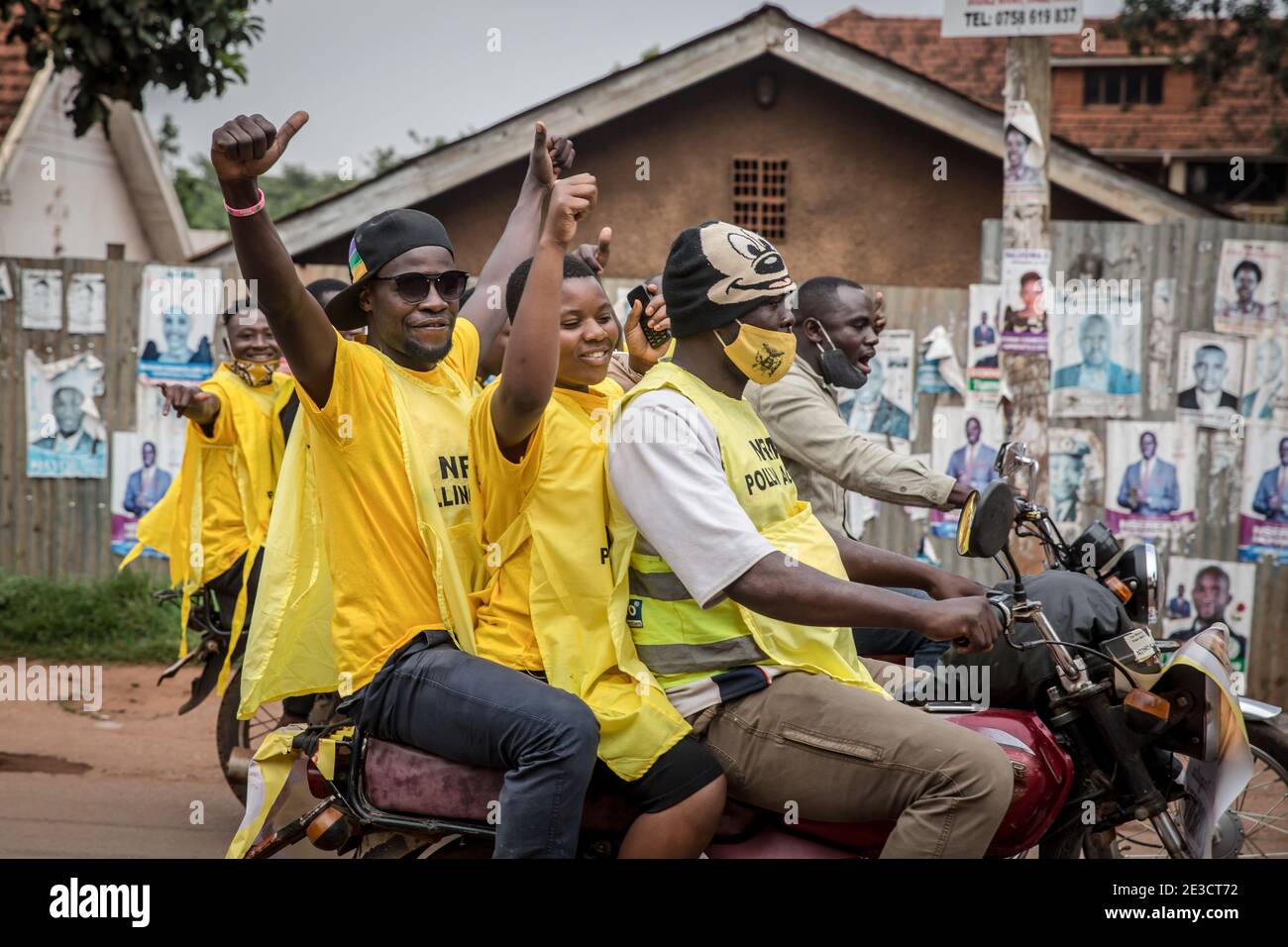Kampala, Uganda. 17th Jan, 2021. Supporters of Uganda's ruling National