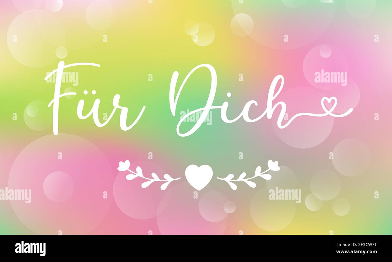 Hand sketched Fuer Dich German quote, meaning For you. Romantic