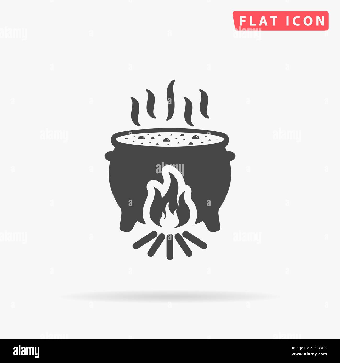 Witch Cauldron flat vector icon. Hand drawn style design illustrations. Stock Vector