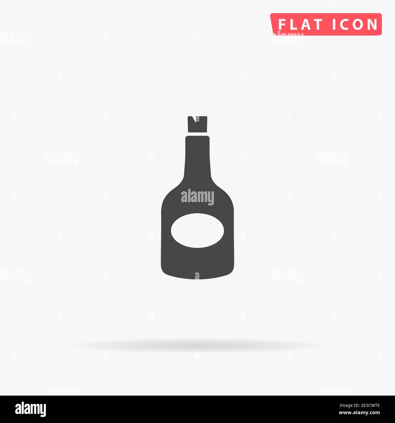 Bottle of Rum flat vector icon. Hand drawn style design illustrations
