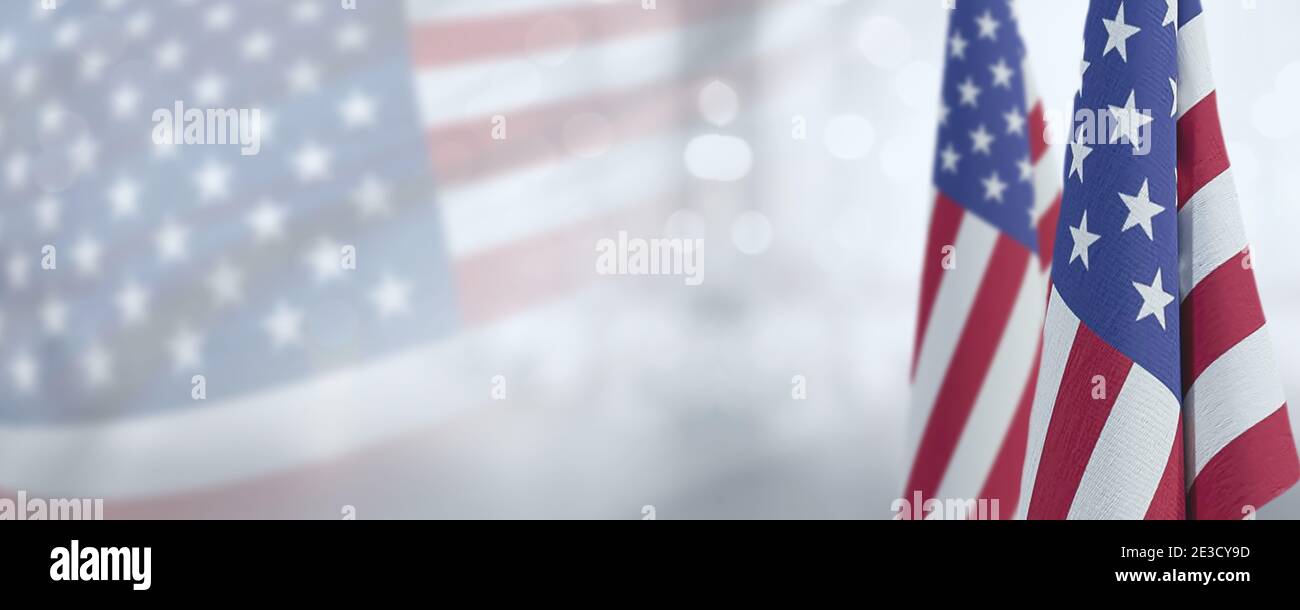 USA Flag On blurred Background - Patriotism Banner design Stock Photo
