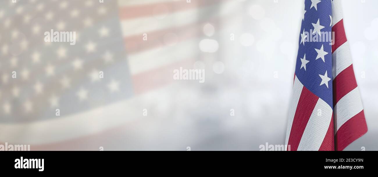 USA Flag On blurred Background - Patriotism Banner design Stock Photo