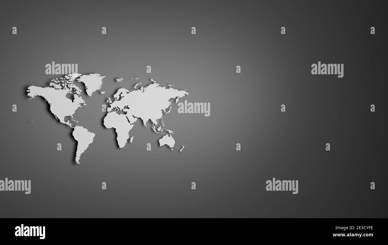 White World map on grey background Stock Photo