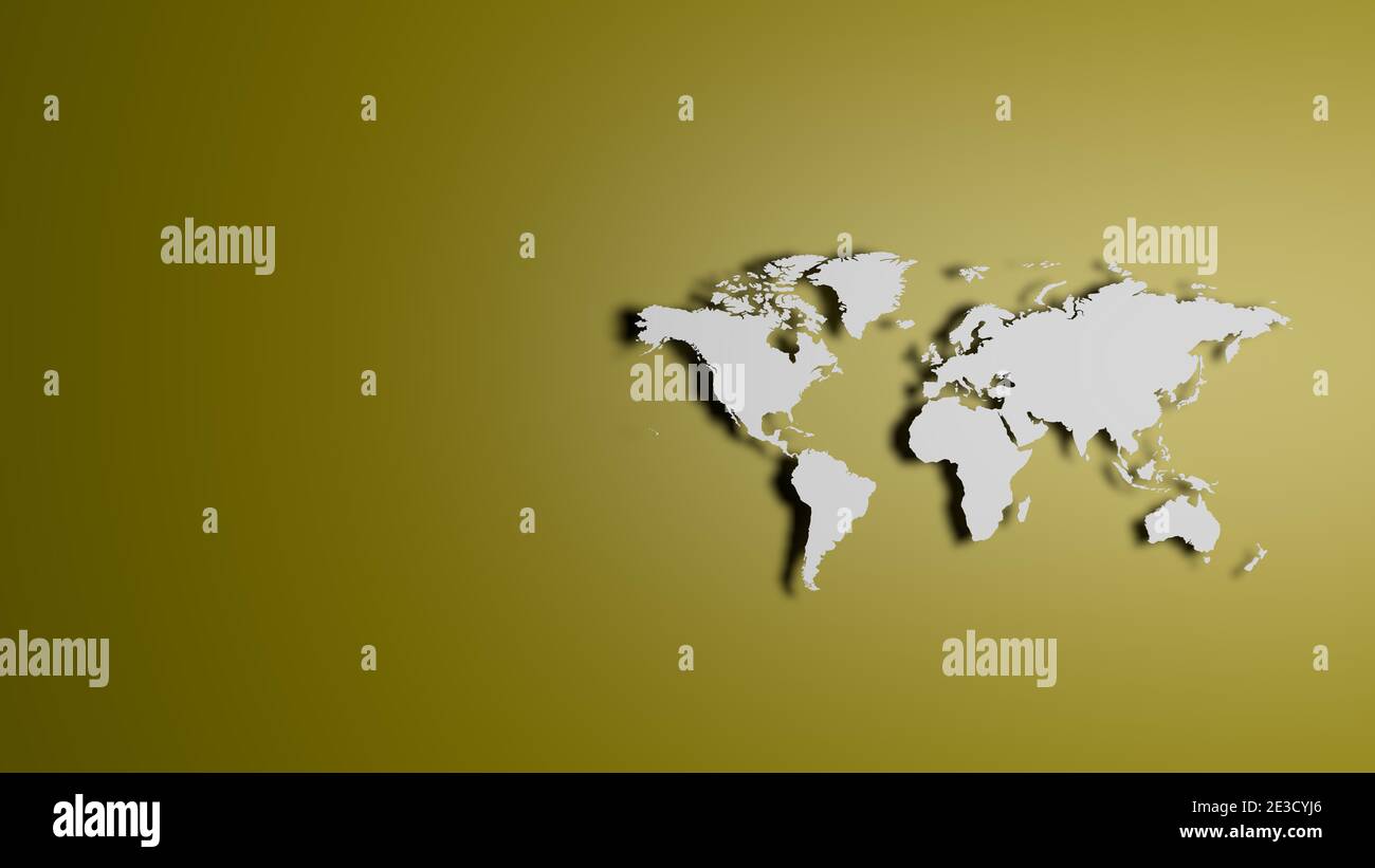 White World map on yellow/green background Stock Photo