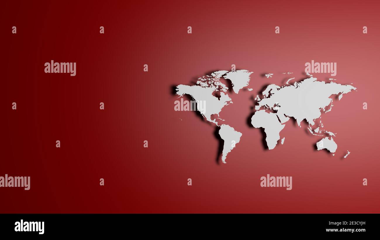 White World map on red background Stock Photo