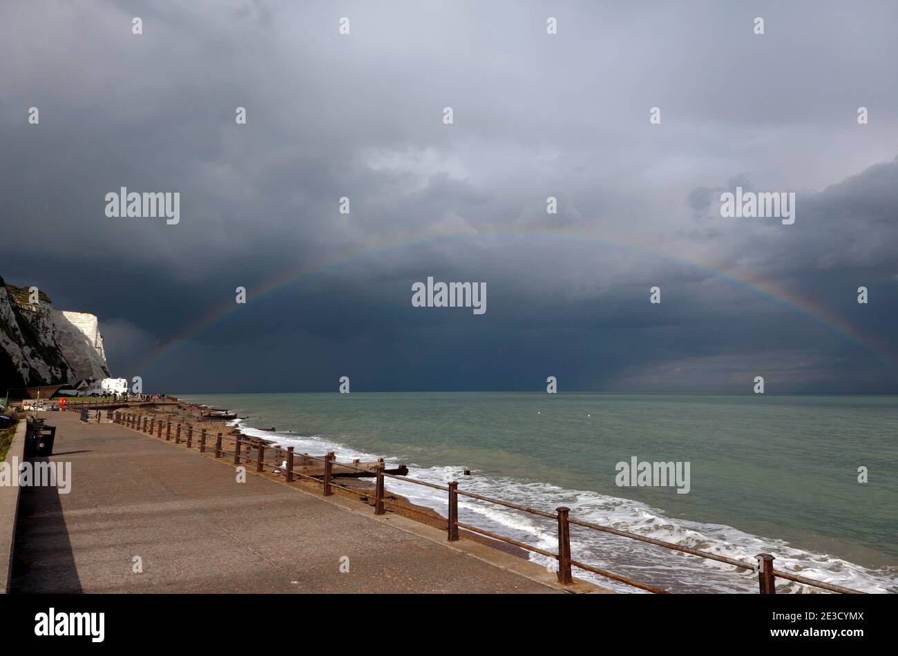 Rainbow over St Margret's Bay, Kent Stock Photo